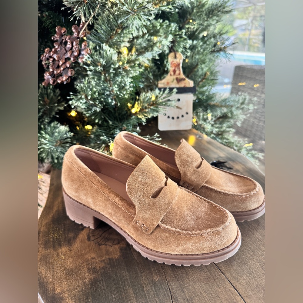 Cole Haan Light Brown Suede Penny Loafers